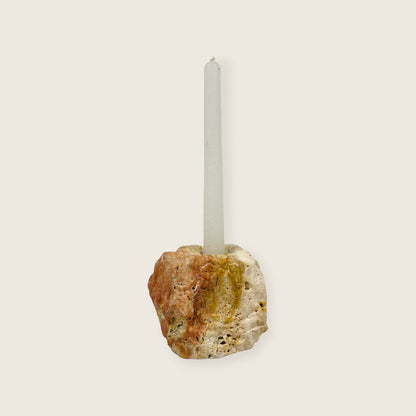 Organic Stone Candle Stand - Travertine
