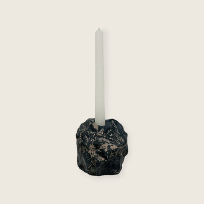 Organic Stone Candle Stand - Black