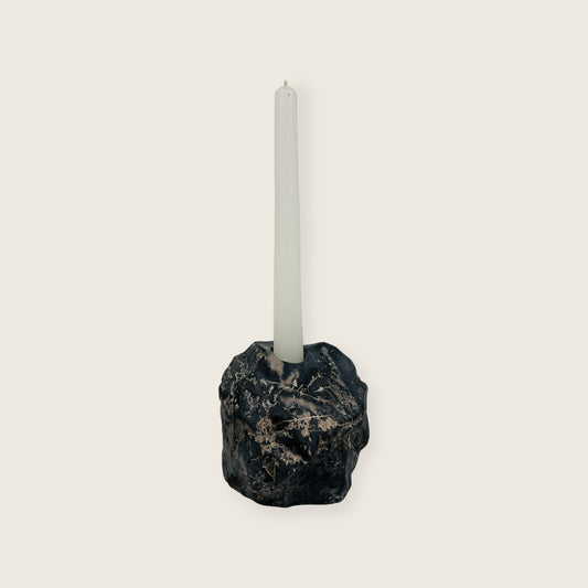 Organic Stone Candle Stand - Black