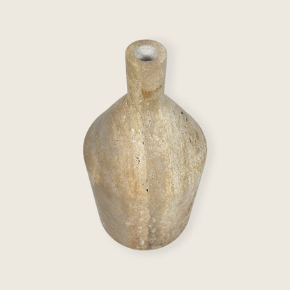 Wide Bottle Candle Stand - Travertine