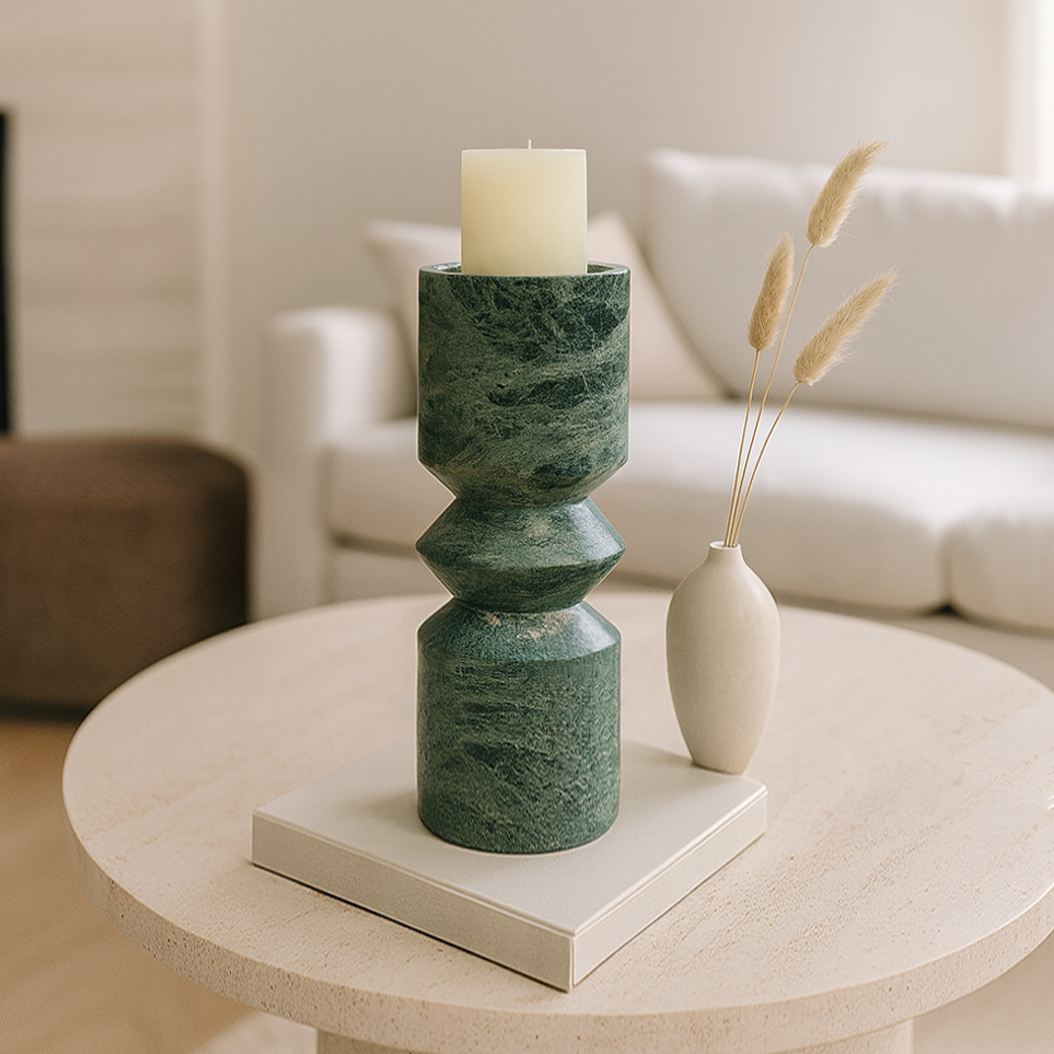 Bulged Disc Candle Stand - Green