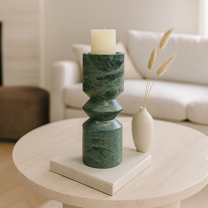 Bulged Disc Candle Stand - Green