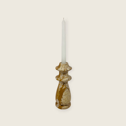 Ringed Bulb Candle Stand - Beige
