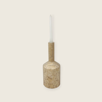 Tall-Neck Candle Stand - Travertine