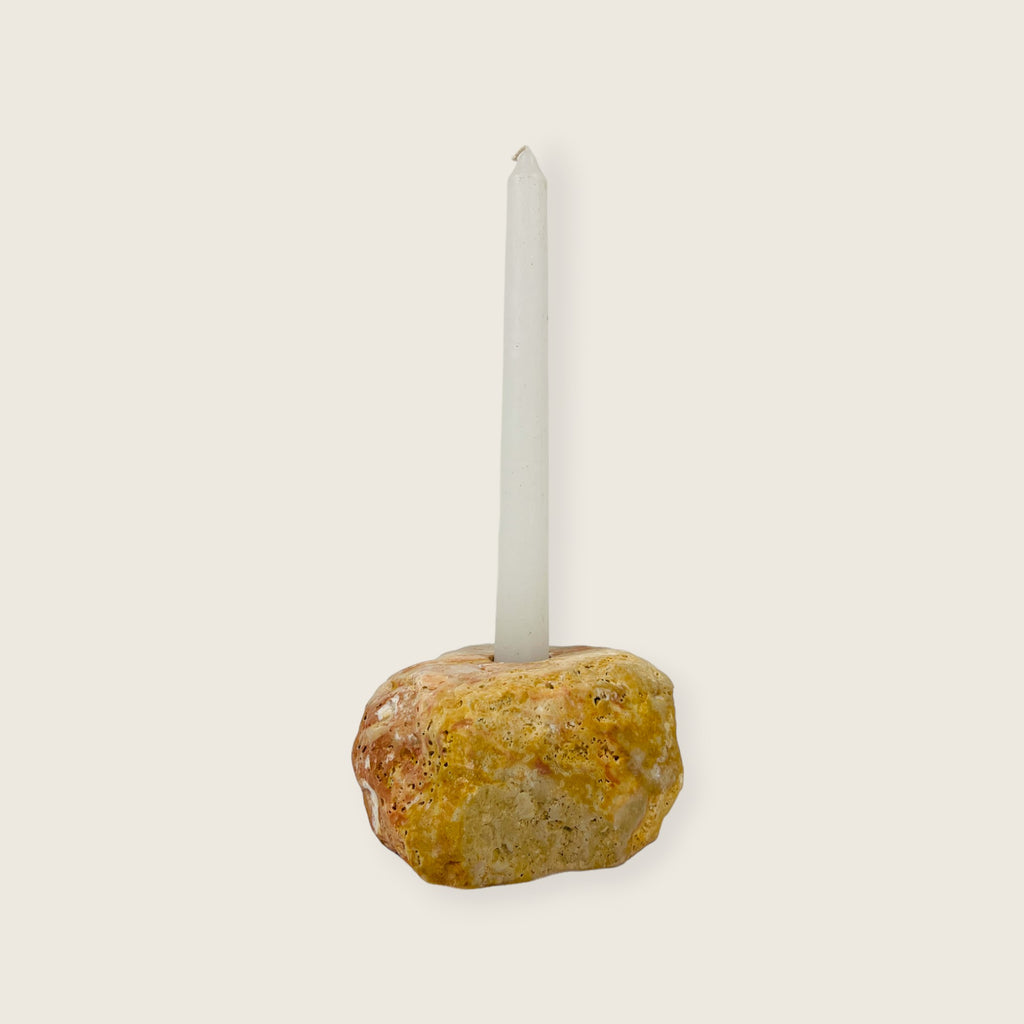 Travertine Nouveau Candle Stand