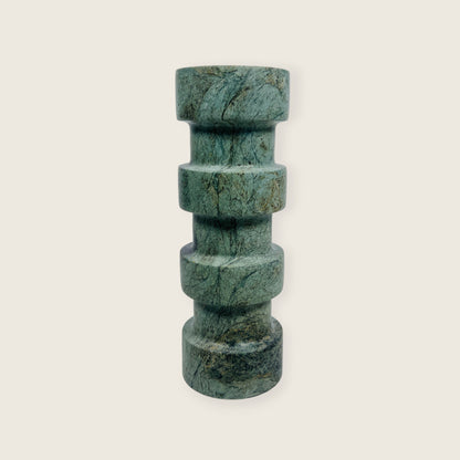 Banded Cylindrical Candle Stand - Green
