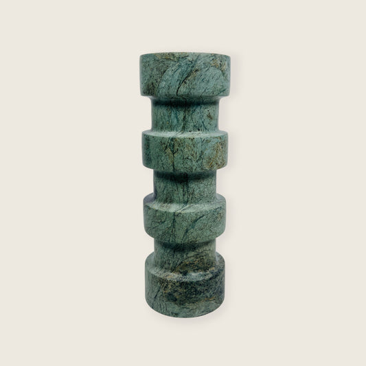 Banded Cylindrical Candle Stand - Green