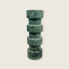 Banded Cylindrical Candle Stand - Green
