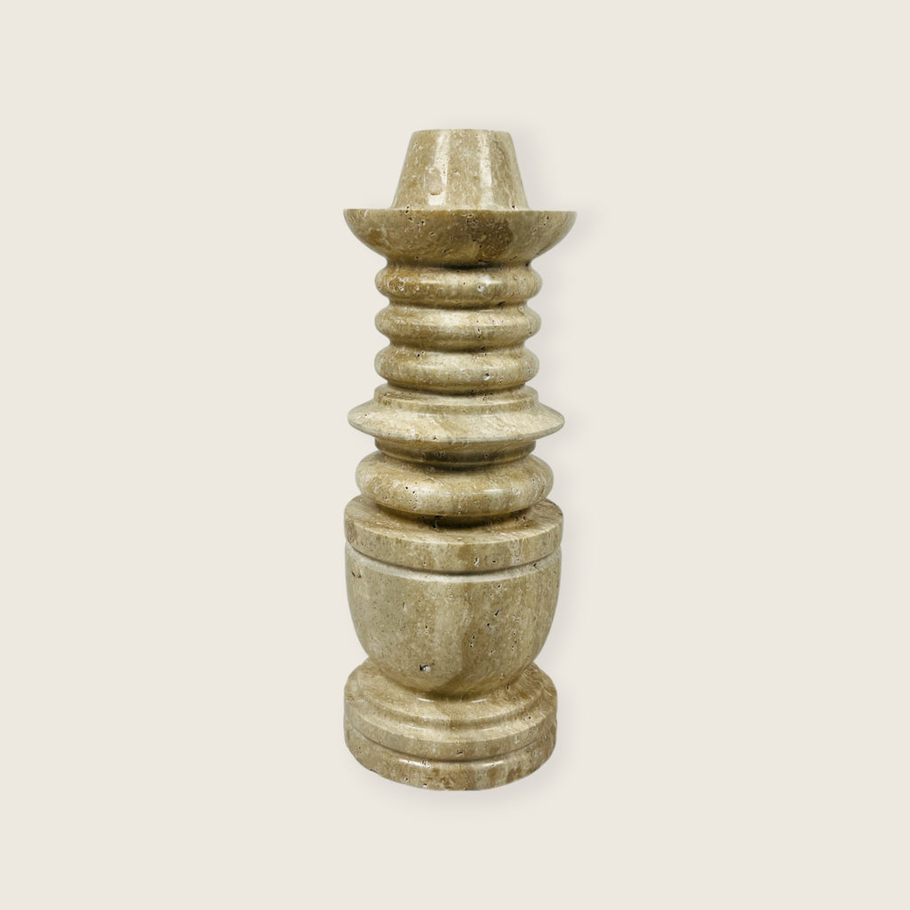 Tiered Light Travertine Candle Stand