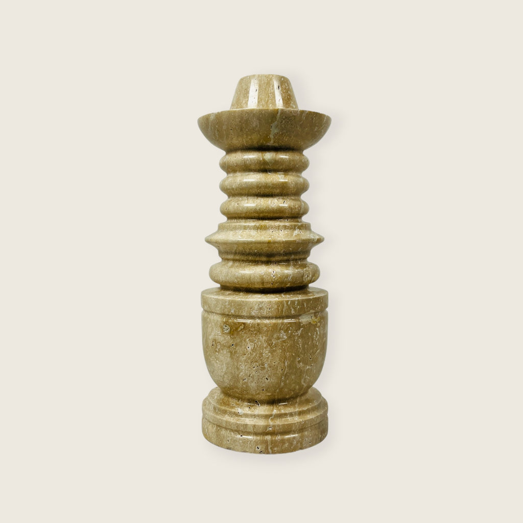 Tiered Travertine Candle Stand