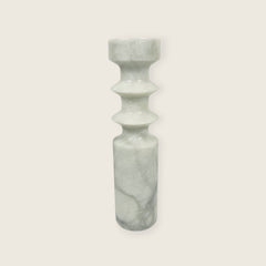 Bulged Disc Grey Marble Candle Stand