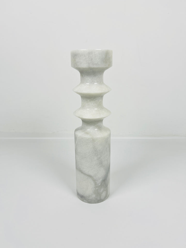 Bulged Disc Grey Marble Candle Stand