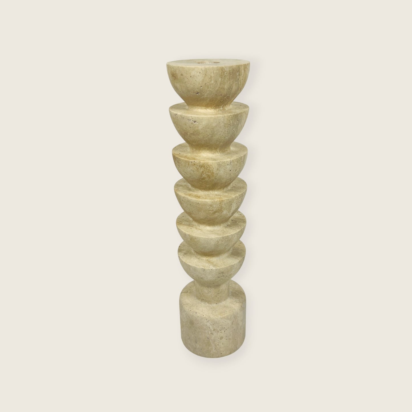 Segmented Candle Stand - Travertine