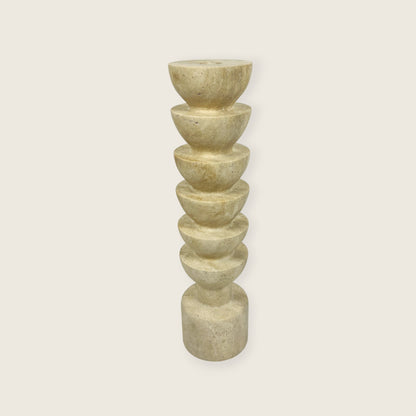 Segmented Candle Stand - Travertine