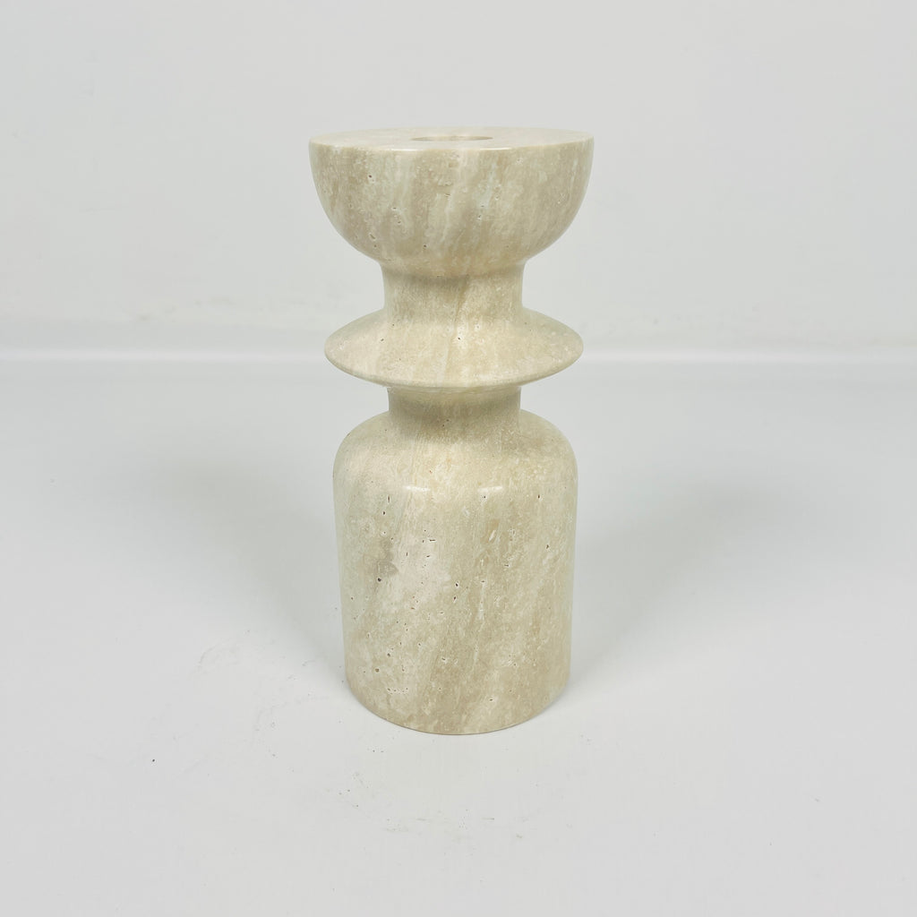 Short Ringed Bottled Travertine Candle Stand