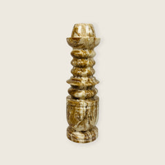 Cairn Candle Stand - Travertine & Onyx