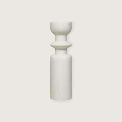 Collared Candle Stand - White