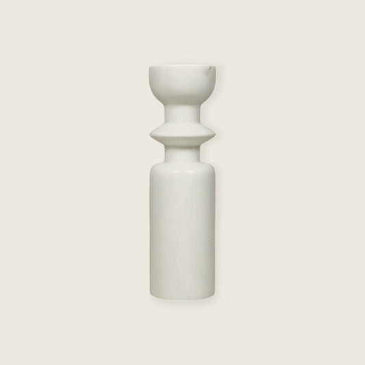 Collared Candle Stand - White