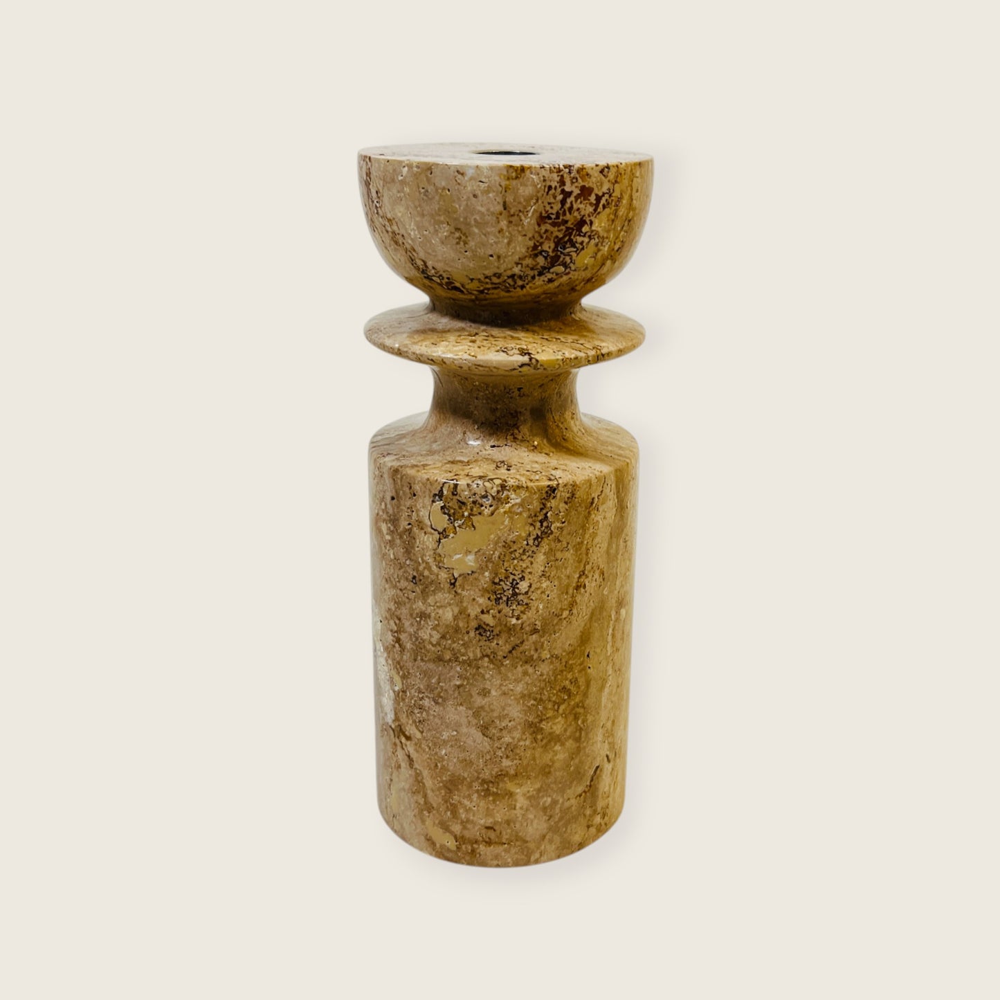 Collared Candle Stand - Travertine