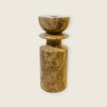 Collared Candle Stand - Travertine