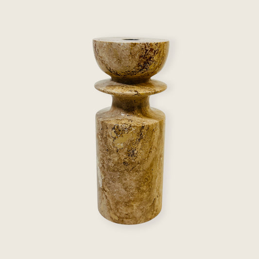 Collared Candle Stand - Travertine