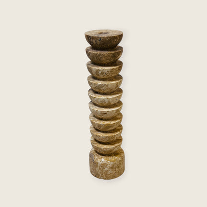 Segmented Candle Stand - Travertine