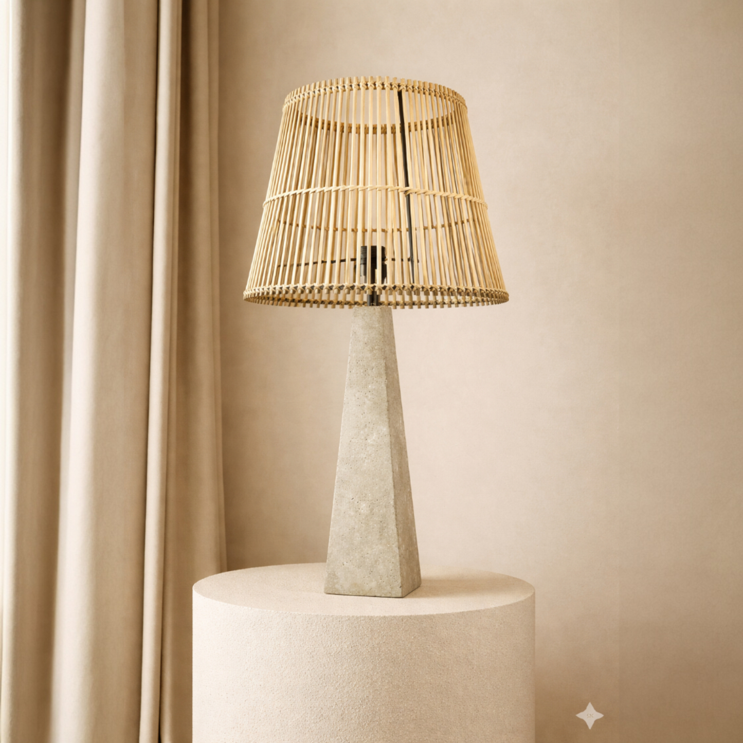 Trapezoid Table Lamp - Travertine