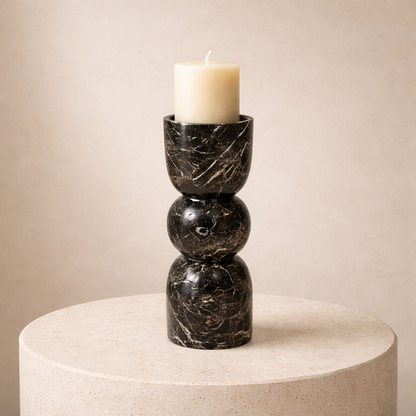 Orb-Linked Candle Stand - Black