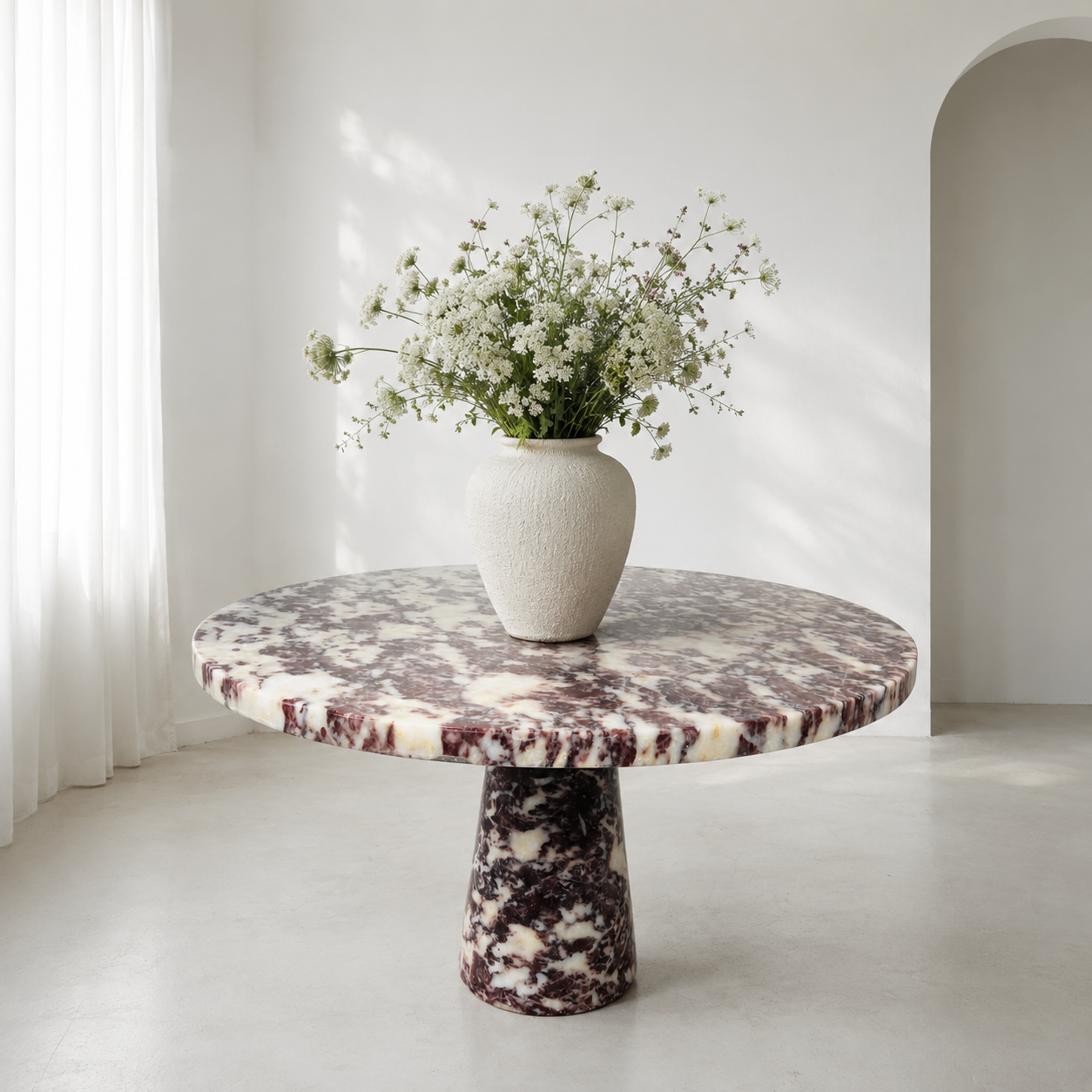 Helix Marble Table - Red & White