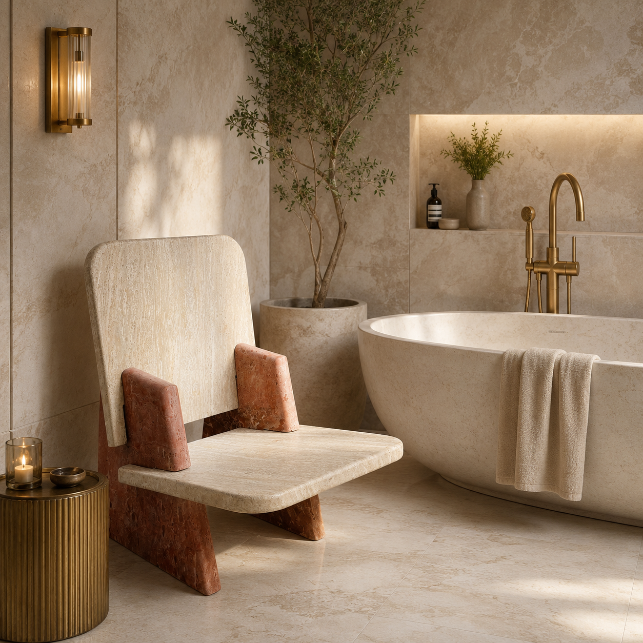 Throne Chair - Travertine