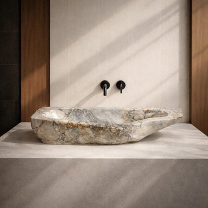 Veined Raw Marble Sink - Green Commando