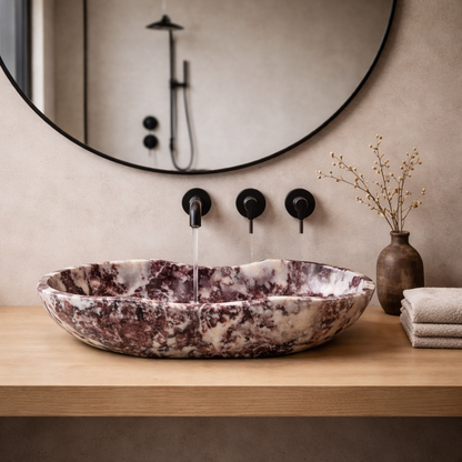 Flow Marble Sink - Red & White