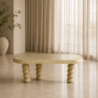 Three- Legged Table - Travertine
