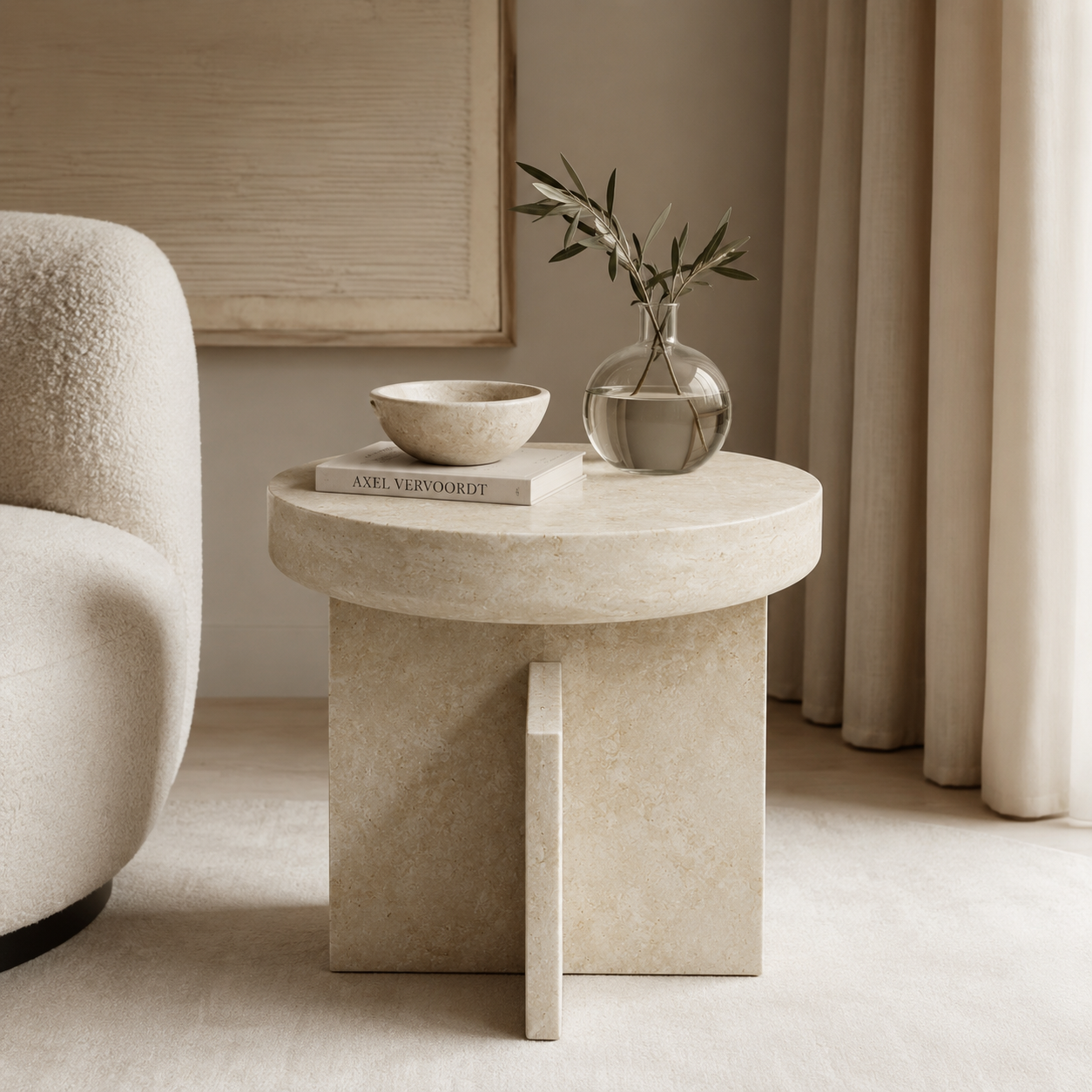 Mesa Marble Table - Travertine