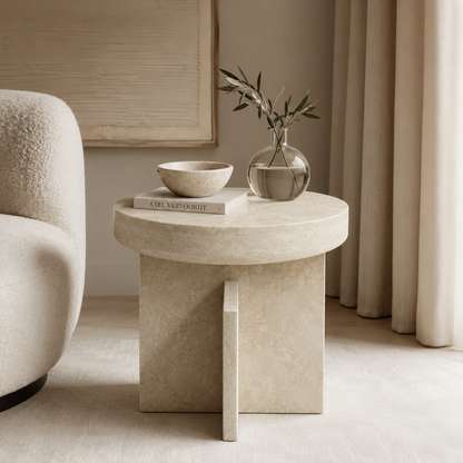 Mesa Marble Table - Travertine