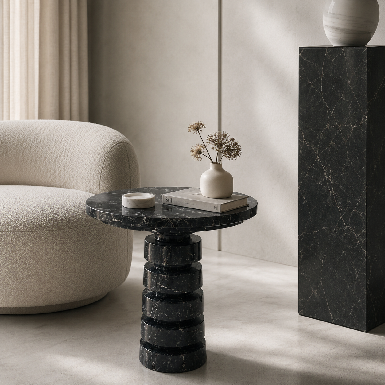 Noir Marble Table - Black & Blue