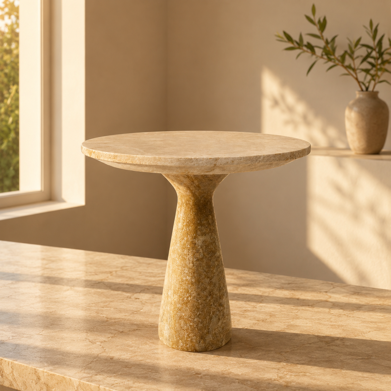 Axis Side Table - Travertine