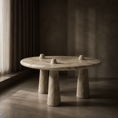 Three Horned Side Table - Travertine