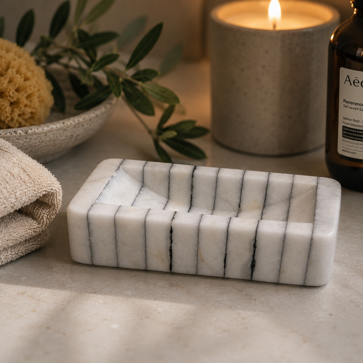 Pinstriped Rectangle Soap Dish