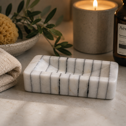 Pinstriped Rectangle Soap Dish