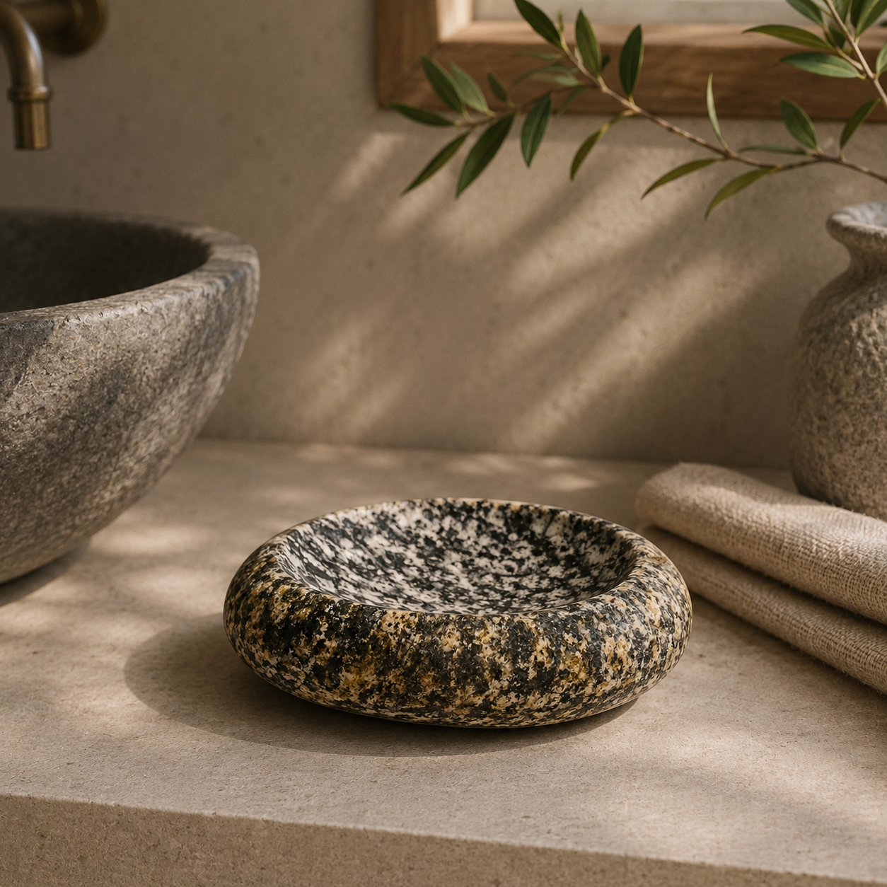 Black and White Soap Dish - Riverstone