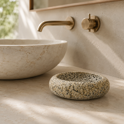 Foggy Spotted Soap Dish - Riverstone