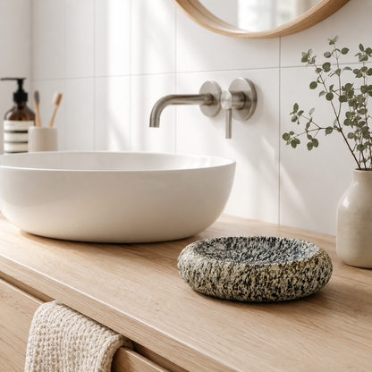 Grey White Splotched Soap Dish - Riverstone