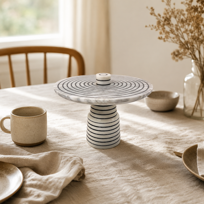 Marble Dessert Stand - Pinstriped
