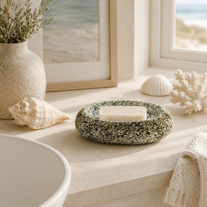 Coconut Spotted Soap Dish - Riverstone