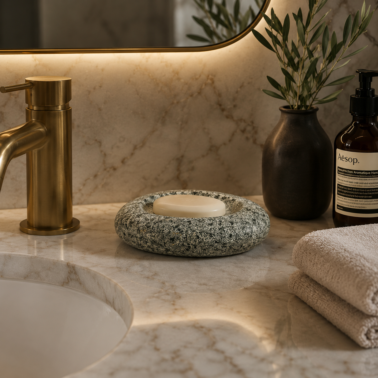 Grey Specked Soap Dish - Riverstone