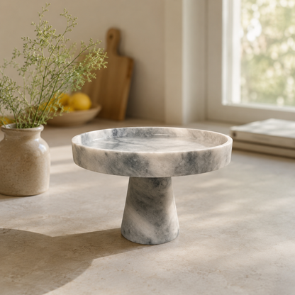 Marble Cake Stand - Gray