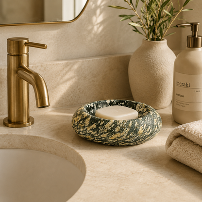 White Splotched Soap Dish - Riverstone