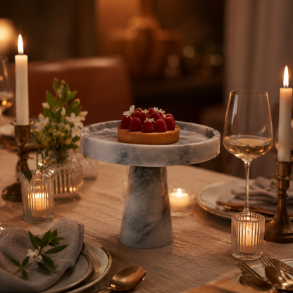 Marble Cake Stand - Gray