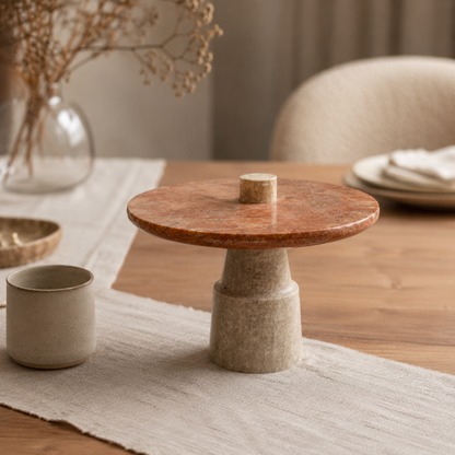 Designer Dessert Stand - Travertine